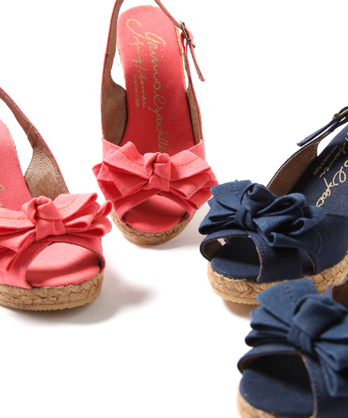 Khaju（カージュ）の「★★GAIMO:フロントリボンウェッジサンダル □（サンダル・レディース・ピンク/ネイビー・35/36/37/38）」の9枚目の写真