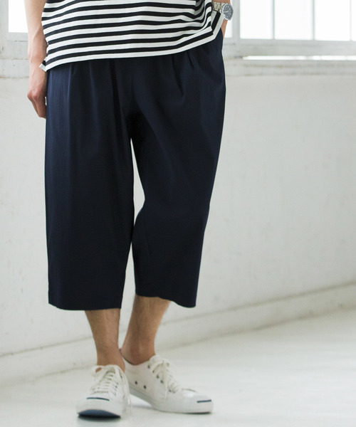 WEGO(ウィゴー)の「WEGO/フランスリネンガウチョパンツ(スラックス・メンズ・ブラック/カーキ/ネイビー/ベージュ・LARGE/MEDIUM/SMALL)」の4枚目の写真