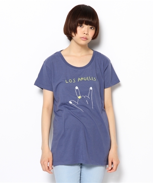 CIAOPANIC(チャオパニック)の「【Ciaopanic】LOS刺繍TEE(Tシャツ/カットソー・レディース・オフホワイト/ネイビー・FREE)」の1枚目の写真
