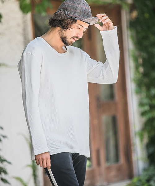 Magine(マージン)の「mlt2311-Magine×CAMBIO Heavy Waffle Big Cut sew カットソー(Tシャツ/カットソー・メンズ・ホワイト/ブラック/グレー/チャコール・44/46/48)」の18枚目の写真