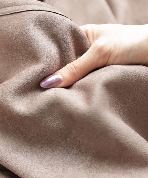 andme（アンドミー）の「フェイクスエードノーカラーロングコート（ノーカラーコート・レディース・ブラック/グレー系その他/チャコールグレー・M/L）」の7枚目の写真