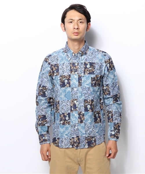 BEAMS LIGHTS Men's（ビームスライツ メンズ）の「BEAMS LIGHTS / プリントパッチワークボタンダウンシャツ（シャツ/ブラウス・メンズ・ブルー/レッド/イエロー・LARGE/SMALL/MEDIUM/X-LARGE）」の7枚目の写真