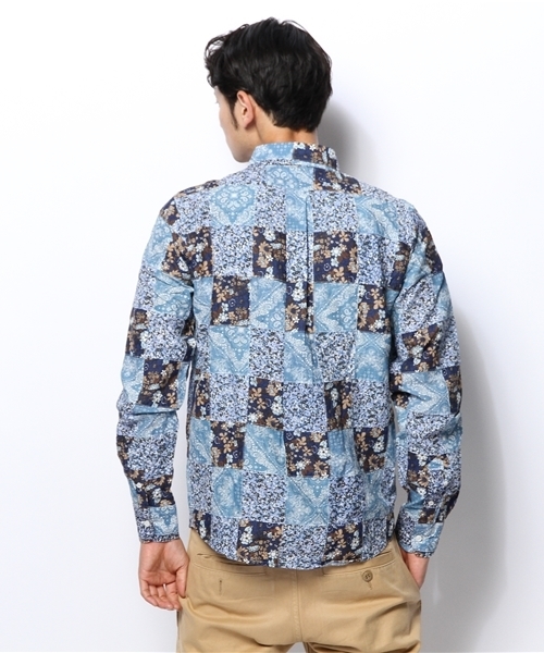 BEAMS LIGHTS Men's（ビームスライツ メンズ）の「BEAMS LIGHTS / プリントパッチワークボタンダウンシャツ（シャツ/ブラウス・メンズ・ブルー/レッド/イエロー・LARGE/SMALL/MEDIUM/X-LARGE）」の9枚目の写真