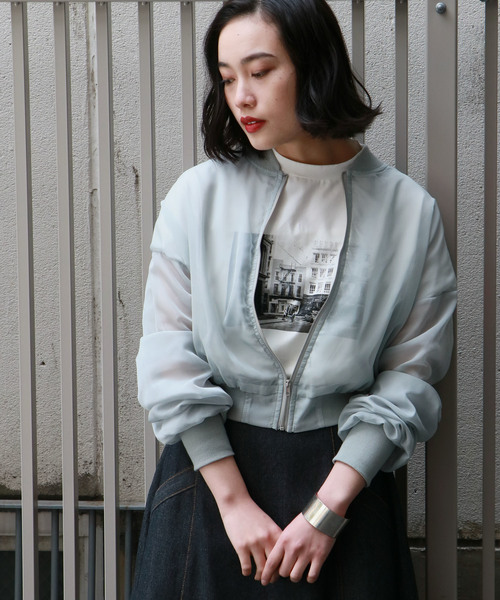 &g'aime（アンジェム）の「【&g'aime】シアーブルゾン（ブルゾン・レディース・チャコールグレー/ライトブラウン/ライトグレー・FREE）」の3枚目の写真