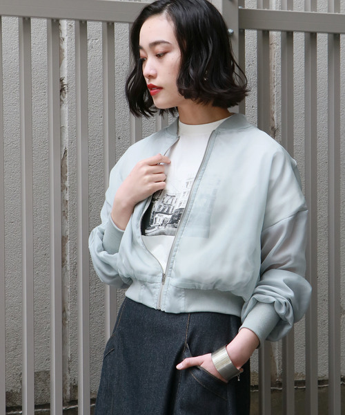 &g'aime（アンジェム）の「【&g'aime】シアーブルゾン（ブルゾン・レディース・チャコールグレー/ライトブラウン/ライトグレー・FREE）」の8枚目の写真