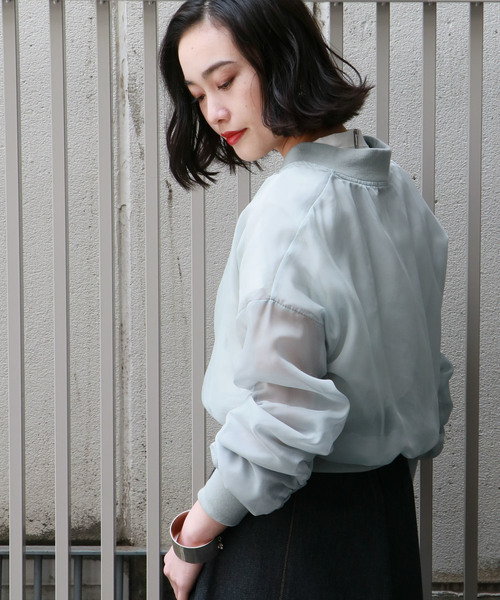 &g'aime（アンジェム）の「【&g'aime】シアーブルゾン（ブルゾン・レディース・チャコールグレー/ライトブラウン/ライトグレー・FREE）」の9枚目の写真