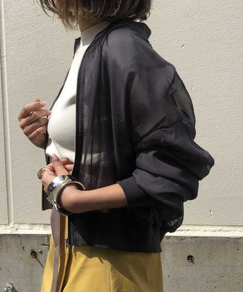 &g'aime（アンジェム）の「【&g'aime】シアーブルゾン（ブルゾン・レディース・チャコールグレー/ライトブラウン/ライトグレー・FREE）」の5枚目の写真