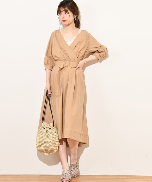 natural couture（ナチュラルクチュール）の「共ベルト付きカシュクールワンピ（ワンピース・レディース・ベージュ/ネイビー/ラベンダー/ブラック系その他/ベージュ系その他/オレンジ系その他/ストライプ/その他/その他1・FREE）」の14枚目の写真