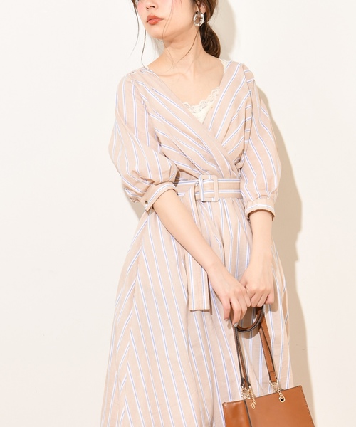 natural couture（ナチュラルクチュール）の「共ベルト付きカシュクールワンピ（ワンピース・レディース・ベージュ/ネイビー/ラベンダー/ブラック系その他/ベージュ系その他/オレンジ系その他/ストライプ/その他/その他1・FREE）」の21枚目の写真