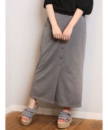 フロントボタンテレコロングタイトスカート