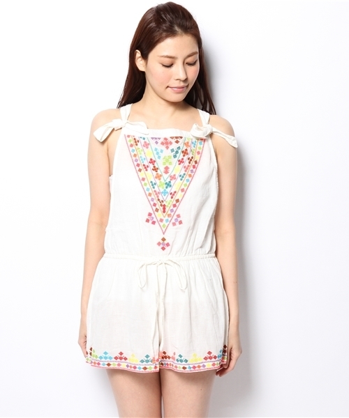 Ray BEAMS（レイビームス）の「○STAR MELA /  Suzie オールインワン（つなぎ/オールインワン・レディース・オフホワイト/ネイビー・SMALL）」の12枚目の写真