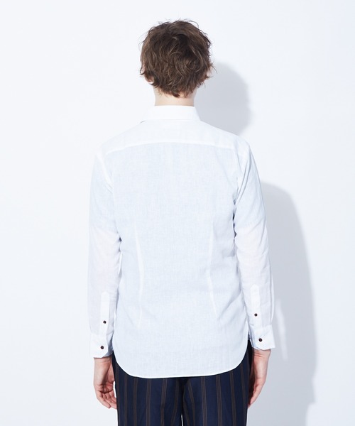 ABAHOUSE（アバハウス）の「フレンチリネンワイドカラーシャツ（シャツ/ブラウス・メンズ・ホワイト/ラベンダー/イエロー/グリーン/ネイビー/ダークオレンジ/ベージュ/サックスブルー/ブルー/ブラック/ブラウン・44/46/48/50）」の14枚目の写真