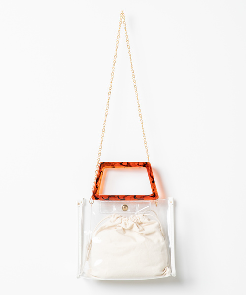 WEGO（ウィゴー）の「WEGO/2wayべっ甲ハンドルクリアショルダーバッグ（ショルダーバッグ・レディース・ブラウン/ホワイト系その他・FREE）」の7枚目の写真