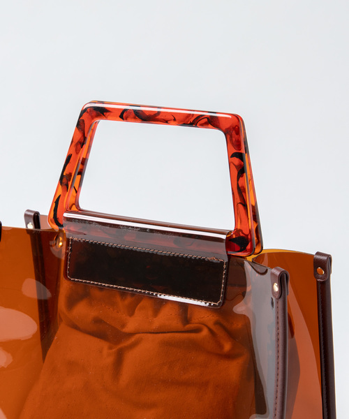 WEGO（ウィゴー）の「WEGO/2wayべっ甲ハンドルクリアショルダーバッグ（ショルダーバッグ・レディース・ブラウン/ホワイト系その他・FREE）」の13枚目の写真