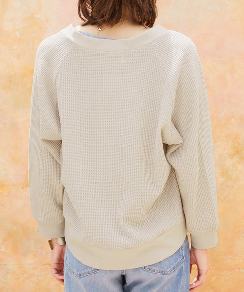 Chaco closet(チャコ クローゼット)の「ボリューム ワッフルカーディガン(カーディガン/ボレロ・レディース・ブラック/ベージュ/オフホワイト/杢グレー/バイオレット・FREE)」の8枚目の写真