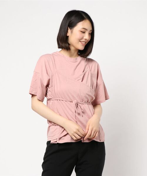 KOBE LETTUCE(コウベレタス)の「ManywayデザインコットンTシャツ(Tシャツ/カットソー・レディース・チャコールグレー/カーキ/ピンク/ベージュ系その他・FREE)」の12枚目の写真