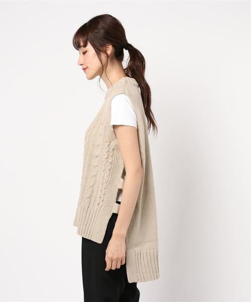 rps（アールピーエス）の「ケーブルニットベスト（ベスト・レディース・ベージュ/オフホワイト/モカ/ライトベージュ/グレイッシュベージュ・M）」の14枚目の写真