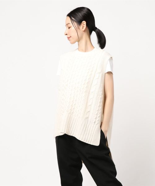 rps（アールピーエス）の「ケーブルニットベスト（ベスト・レディース・ベージュ/オフホワイト/モカ/ライトベージュ/グレイッシュベージュ・M）」の21枚目の写真