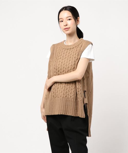 かぐれ　ケーブルニットベスト(ベージュ) 楽天市場】ケーブル編み ニット ベスト 春 秋 サマー ベスト