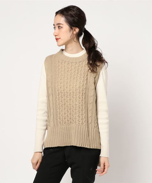 rps（アールピーエス）の「ケーブルニットベスト（ベスト・レディース・ベージュ/オフホワイト/モカ/ライトベージュ/グレイッシュベージュ・M）」の8枚目の写真