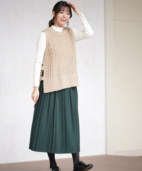 rps（アールピーエス）の「ケーブルニットベスト（ベスト・レディース・ベージュ/オフホワイト/モカ/ライトベージュ/グレイッシュベージュ・M）」の13枚目の写真