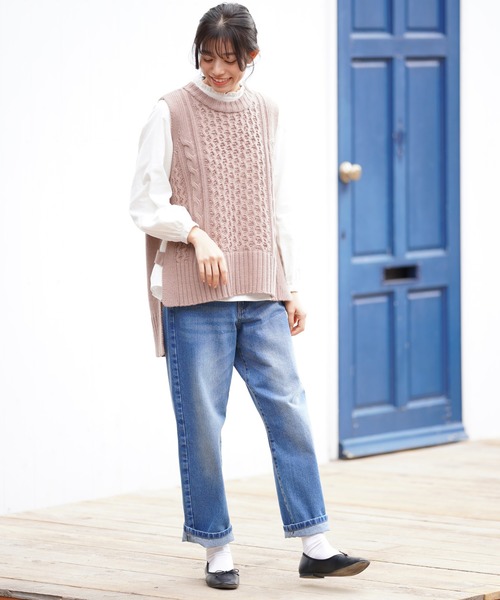 rps（アールピーエス）の「ケーブルニットベスト（ベスト・レディース・ベージュ/オフホワイト/モカ/ライトベージュ/グレイッシュベージュ・M）」の10枚目の写真