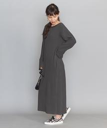 ユナイテッドアローズ 2018AW ビッグワッフルのロングワンピース サイズFREE ブラック グリーンレーベルリラクシング UNITED ARROWS 黒 ワッフルボーダー ノースリーブワンピース ＜A DAY IN THE LIFE＞