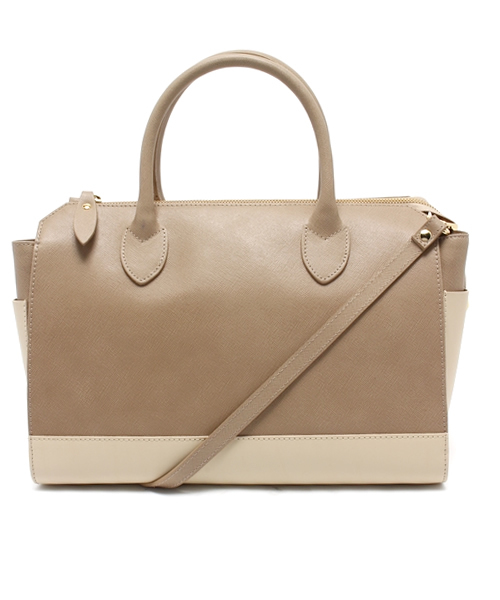 FABIANA E ROSSANA バイカラー トート ボストンバッグベージュ FABIANA E ROSSANA バイカラー トート ボストンバッグベージュ