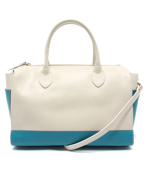 FABIANA E ROSSANA バイカラー トート ボストンバッグベージュ FABIANA E ROSSANA バイカラー トート ボストンバッグベージュ