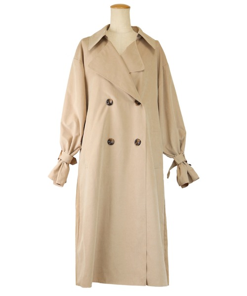Monocoro toppi（モノコロトッピ）の「バックチュール トレンチコート（トレンチコート・レディース・ベージュ/ブルー/ラベンダー/ライトベージュ/ピンク系その他・M）」の9枚目の写真