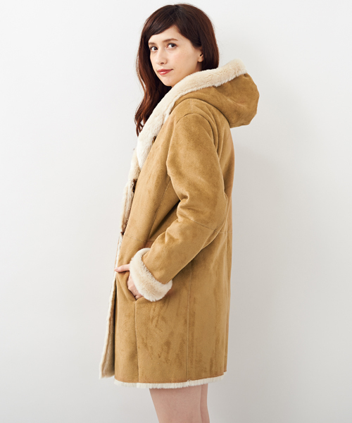 Another Edition（アナザーエディション）の「AE FAKE MOUTON HOOD（ムートンコート・レディース・グレー/ブラウン・MEDIUM/SMALL）」の11枚目の写真