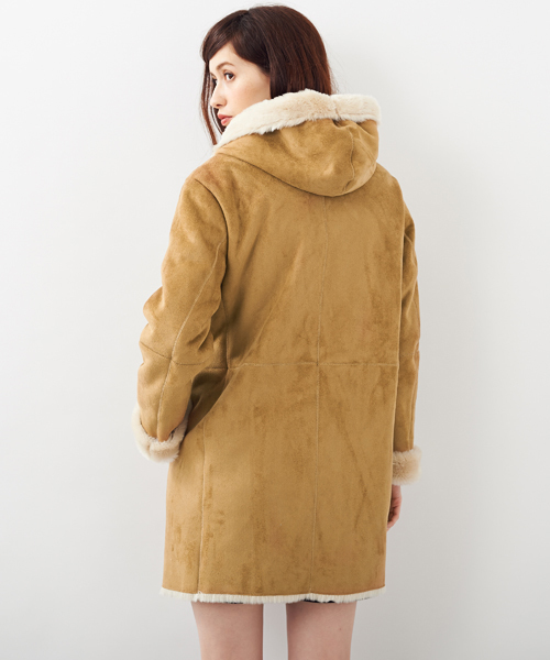 Another Edition（アナザーエディション）の「AE FAKE MOUTON HOOD（ムートンコート・レディース・グレー/ブラウン・MEDIUM/SMALL）」の12枚目の写真
