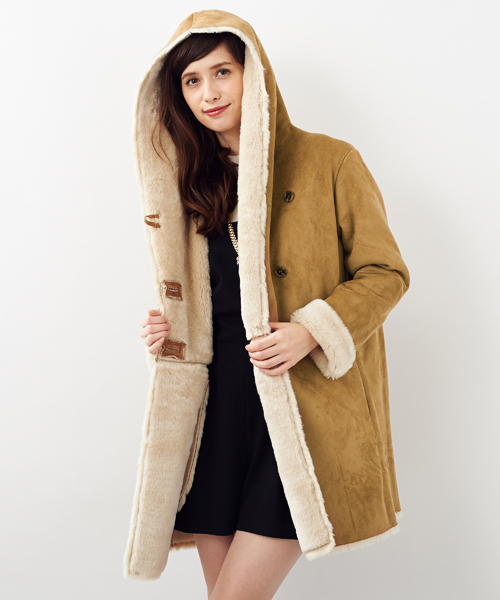 Another Edition（アナザーエディション）の「AE FAKE MOUTON HOOD（ムートンコート・レディース・グレー/ブラウン・MEDIUM/SMALL）」の6枚目の写真