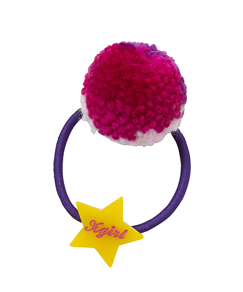 X-girl Stages（エックスガールステージス）の「POMPOM HAIR ELASTIC（ヘアゴム・キッズ・ピンク/パープル/イエロー・ONE SIZE）」の2枚目の写真