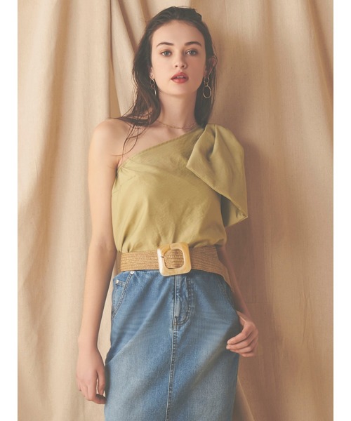 ROYAL PARTY（ロイヤルパーティー）の「ワンショルダーインパクトリボンブラウス（シャツ/ブラウス・レディース・ブラック/グリーン/ドット・FREE）」の3枚目の写真