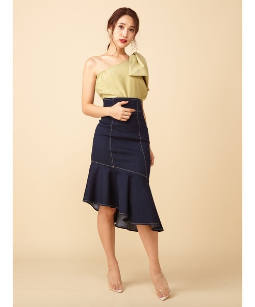 ROYAL PARTY（ロイヤルパーティー）の「ワンショルダーインパクトリボンブラウス（シャツ/ブラウス・レディース・ブラック/グリーン/ドット・FREE）」の6枚目の写真