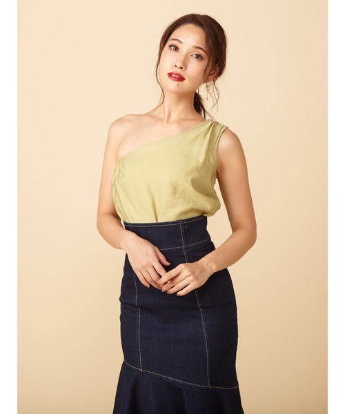 ROYAL PARTY（ロイヤルパーティー）の「ワンショルダーインパクトリボンブラウス（シャツ/ブラウス・レディース・ブラック/グリーン/ドット・FREE）」の8枚目の写真