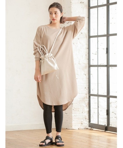 fifth（フィフス）の「ラウンドヘムワッフルワンピース（ワンピース・レディース・ベージュ/ラベンダー・MEDIUM）」の2枚目の写真