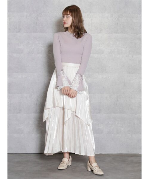 dazzlin(ダズリン)の「ヘムレースフレアニットトップス(ニット/セーター・レディース・ブラウン/オフホワイト/その他1/ブラック/ピンク/ベージュ・FREE)」の11枚目の写真