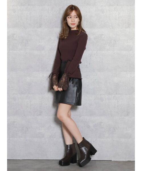 dazzlin(ダズリン)の「ヘムレースフレアニットトップス(ニット/セーター・レディース・ブラウン/オフホワイト/その他1/ブラック/ピンク/ベージュ・FREE)」の14枚目の写真