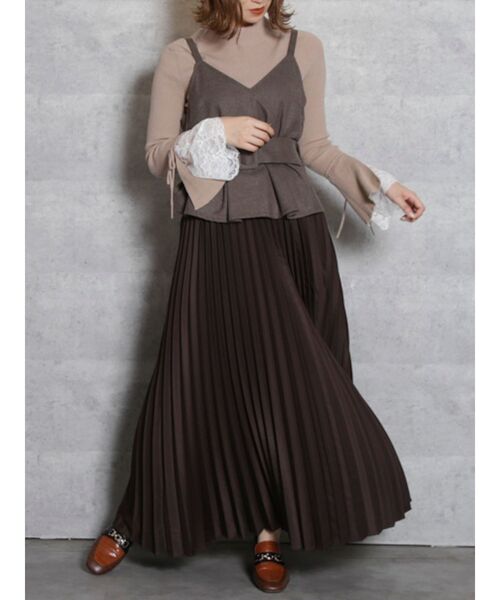 dazzlin(ダズリン)の「ヘムレースフレアニットトップス(ニット/セーター・レディース・ブラウン/オフホワイト/その他1/ブラック/ピンク/ベージュ・FREE)」の21枚目の写真