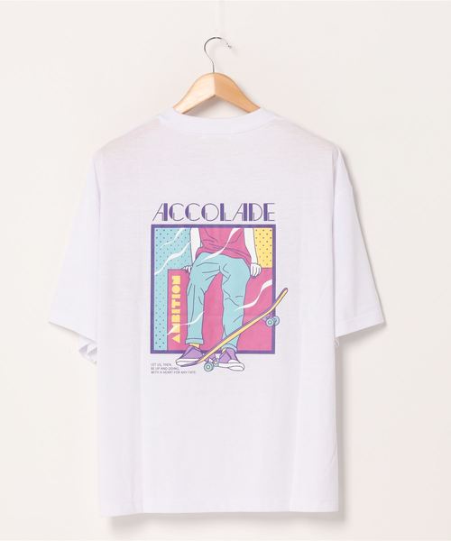 WEGO（ウィゴー）の「WEGO/レトロロゴ刺繍5分袖ビッグシルエットTシャツ（Tシャツ/カットソー・メンズ・ベージュ/ホワイト系その他/ブラック/ホワイト・LARGE/MEDIUM）」の8枚目の写真