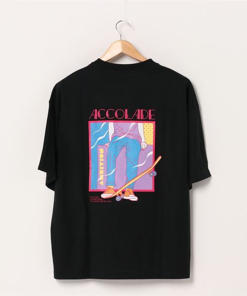 WEGO（ウィゴー）の「WEGO/レトロロゴ刺繍5分袖ビッグシルエットTシャツ（Tシャツ/カットソー・メンズ・ベージュ/ホワイト系その他/ブラック/ホワイト・LARGE/MEDIUM）」の5枚目の写真