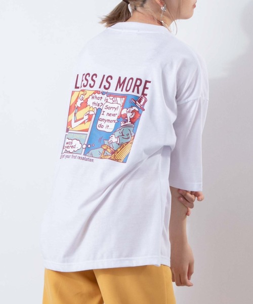 WEGO（ウィゴー）の「WEGO/レトロロゴ刺繍5分袖ビッグシルエットTシャツ（Tシャツ/カットソー・メンズ・ベージュ/ホワイト系その他/ブラック/ホワイト・LARGE/MEDIUM）」の2枚目の写真