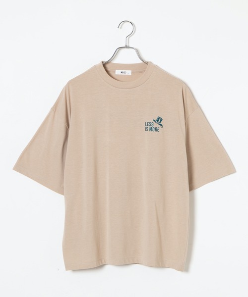 WEGO（ウィゴー）の「WEGO/レトロロゴ刺繍5分袖ビッグシルエットTシャツ（Tシャツ/カットソー・メンズ・ベージュ/ホワイト系その他/ブラック/ホワイト・LARGE/MEDIUM）」の20枚目の写真