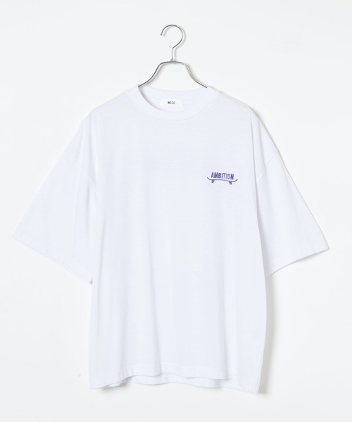 WEGO（ウィゴー）の「WEGO/レトロロゴ刺繍5分袖ビッグシルエットTシャツ（Tシャツ/カットソー・メンズ・ベージュ/ホワイト系その他/ブラック/ホワイト・LARGE/MEDIUM）」の22枚目の写真