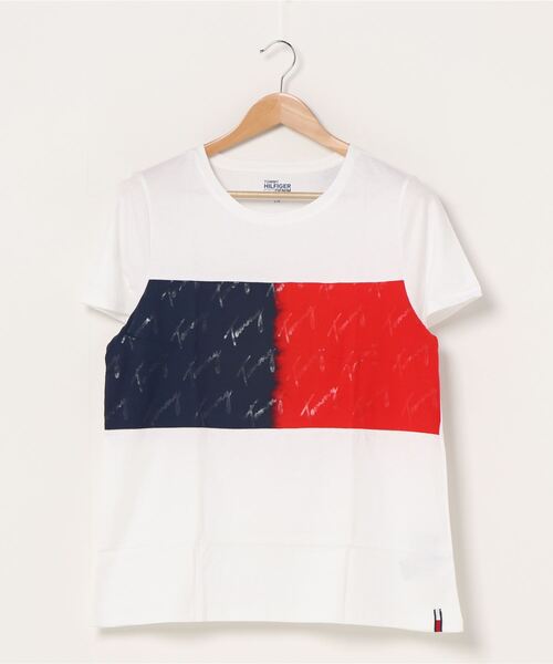 TOMMY HILFIGER（トミーヒルフィガー）の「カラーブロックTシャツ（Tシャツ/カットソー・レディース・ホワイト・SMALL/MEDIUM/LARGE/X-SMALL）」の1枚目の写真