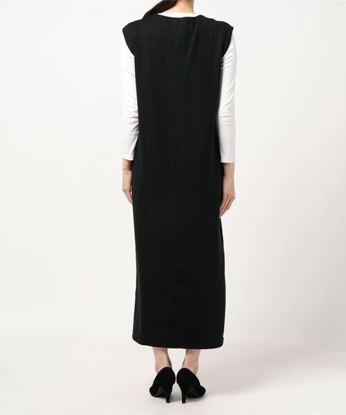 DouDou（ドゥドゥ）の「Vネックポンチジャンスカ（ワンピース・レディース・ブラック/オフホワイト・FREE）」の3枚目の写真