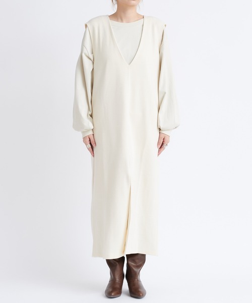 DouDou（ドゥドゥ）の「Vネックポンチジャンスカ（ワンピース・レディース・ブラック/オフホワイト・FREE）」の18枚目の写真