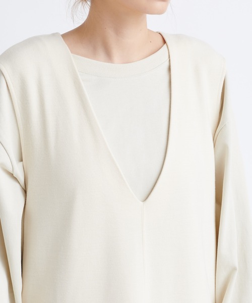 DouDou（ドゥドゥ）の「Vネックポンチジャンスカ（ワンピース・レディース・ブラック/オフホワイト・FREE）」の8枚目の写真